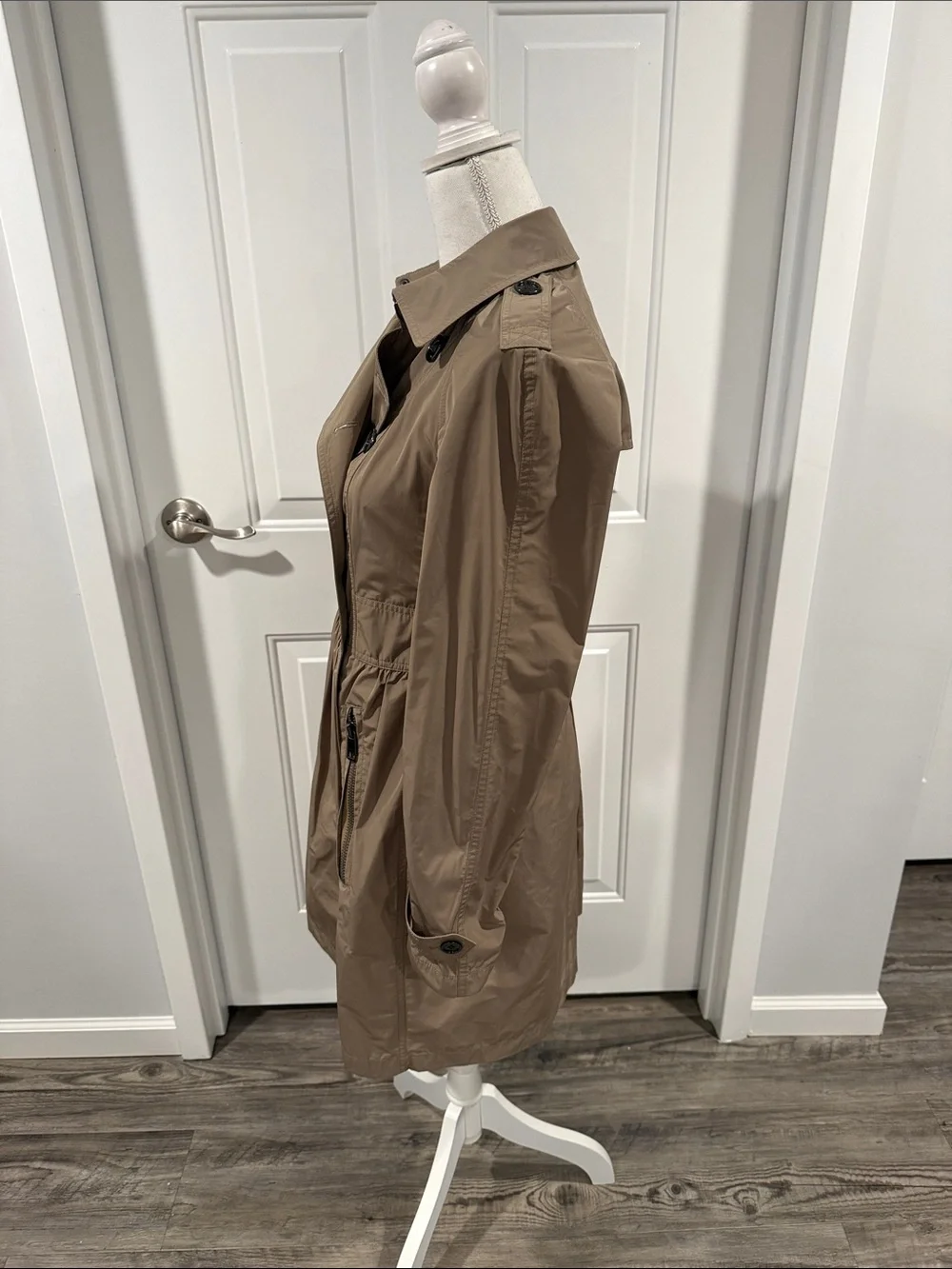 Burberry Brit Nova Check Trench Ruched Coat Raincoat Size 6 US Women’s Jacket - Picture 3 of 16